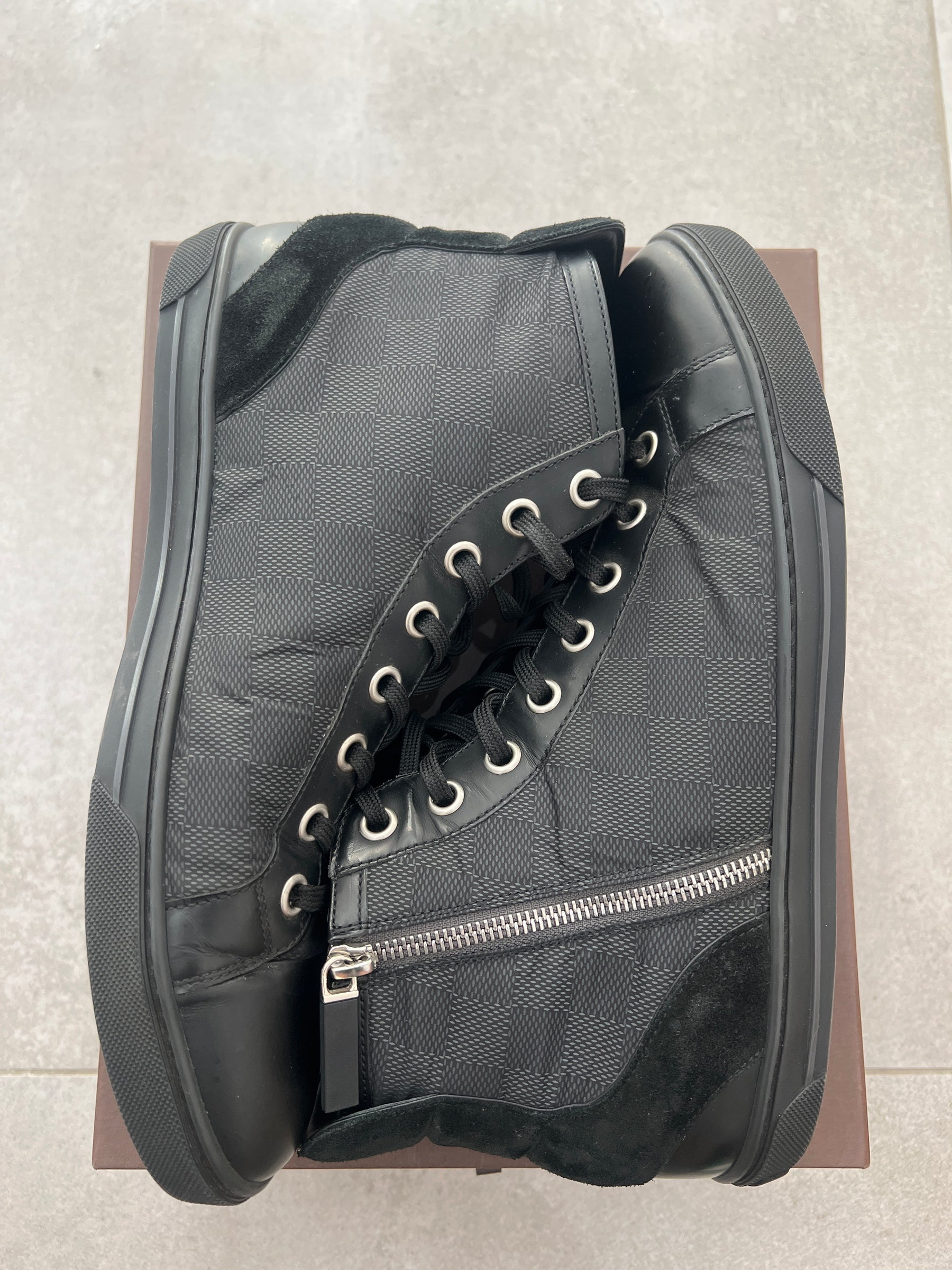 Louis Vuitton Damier Graphite/Suede High Top Sneakers Black