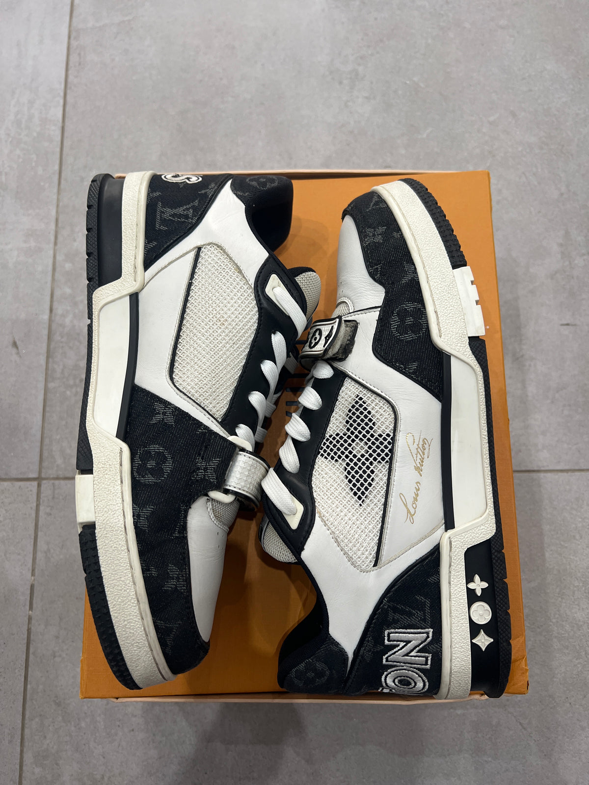 Louis Vuitton Trainer Velcro Strap Black Denim