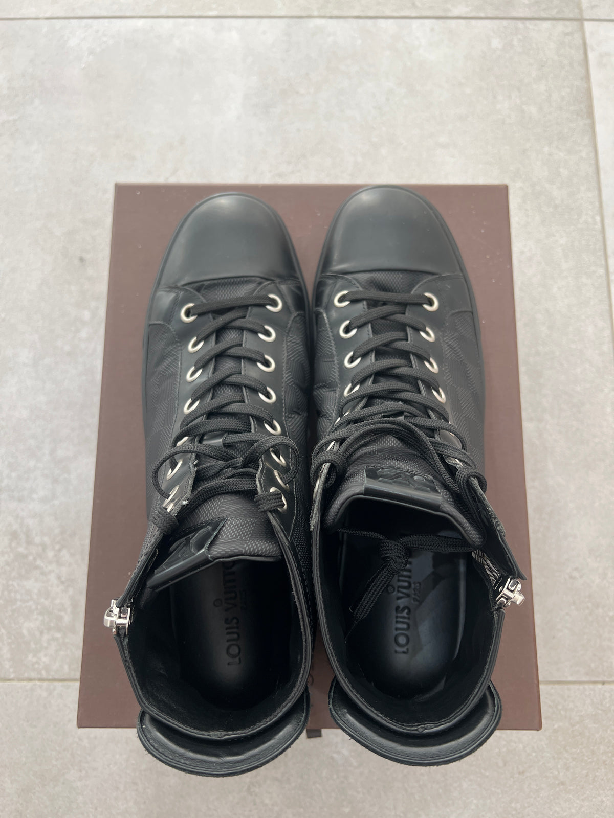 Louis Vuitton Damier Graphite/Suede High Top Sneakers Black