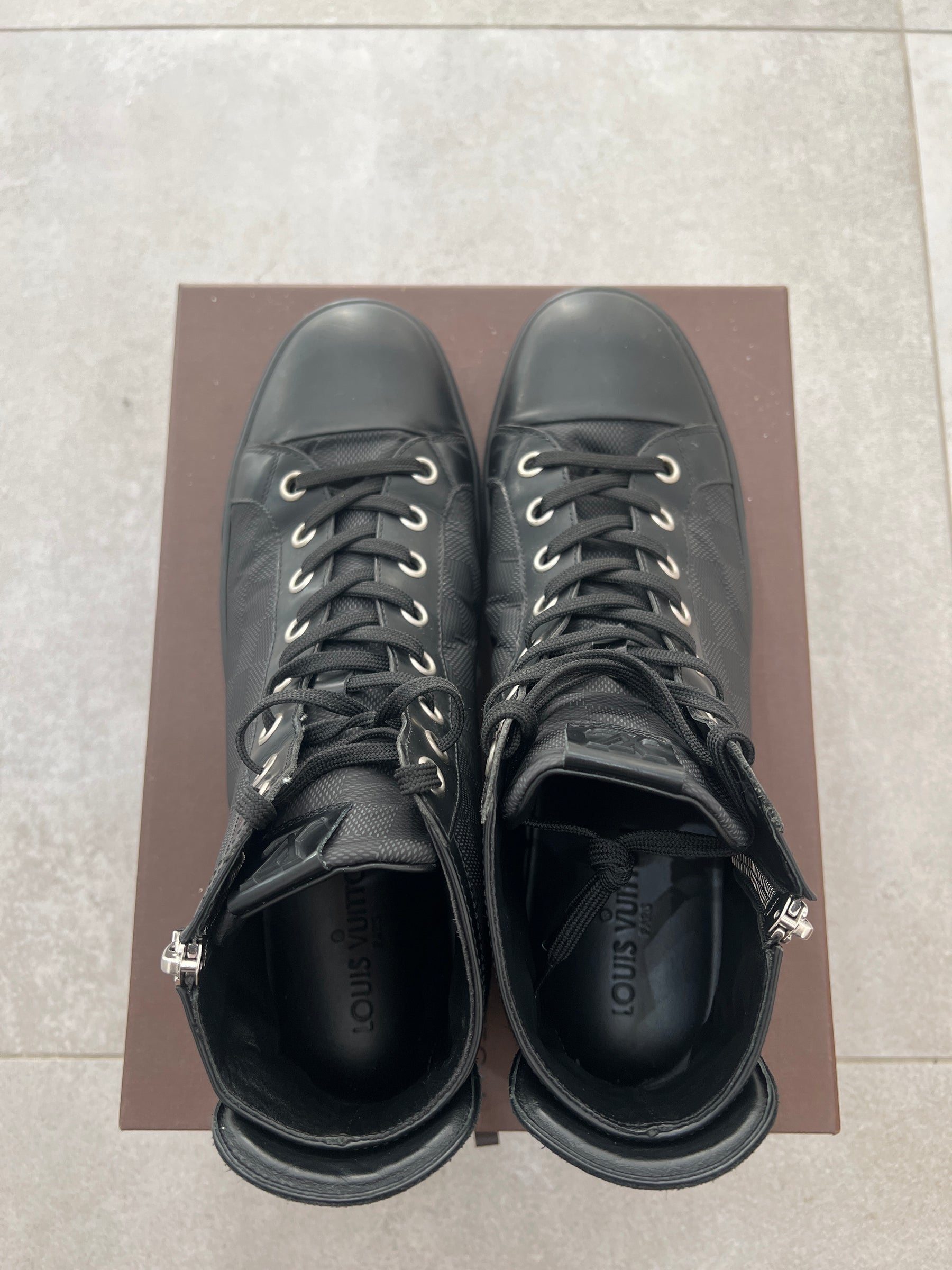 Louis Vuitton Damier Graphite/Suede High Top Sneakers Black