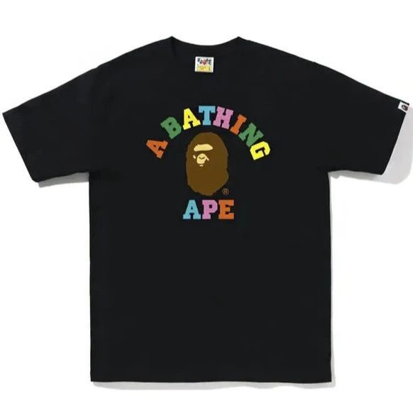 Bape Colors College Black Multi Color Tee