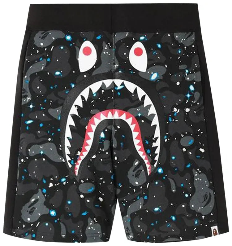 BAPE Space Camo Shark Sweat Shorts Black