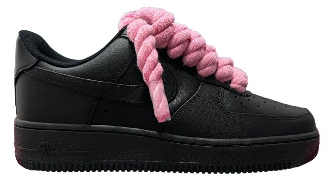 Nike Air Force 1 Low Black "Pink Rope Laces"