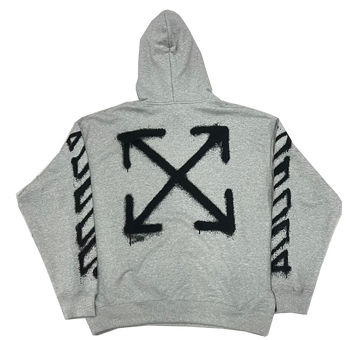 Off White Arrow Spray Hoodie Grey