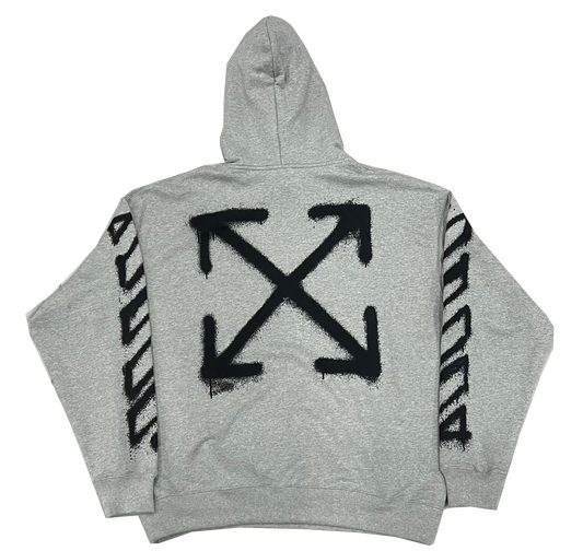 Off White Arrow Spray Hoodie Grey