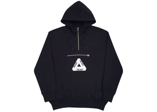 Palace Tri-Ferg Half Zip Hood Black/White