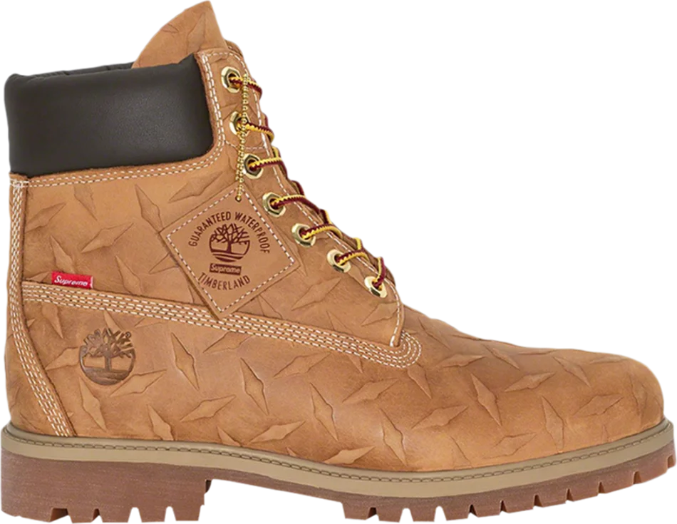 Supreme x Timberland 6 Inch Premium Waterproof Boot 'Embossed Diamond Plate - Wheat