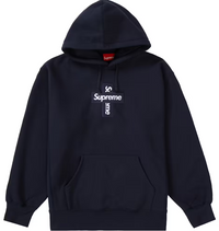 Supreme Cross Box Logo Hooded Sweatshirt Navy