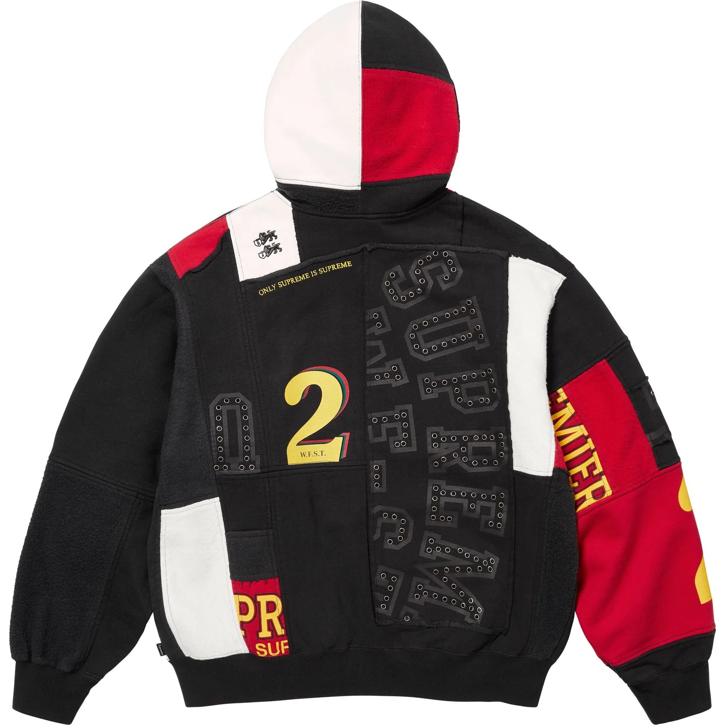 【SUPREME】PATCHWORK ZIP UP HOODED SWEATSHIRT BLACK 25SS Supreme Patchwork Zip Up Hooded Sweatshirt Black – Sneakers
