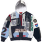 Supreme Patchwork Zip Up Hooded Sweatshirt Navy