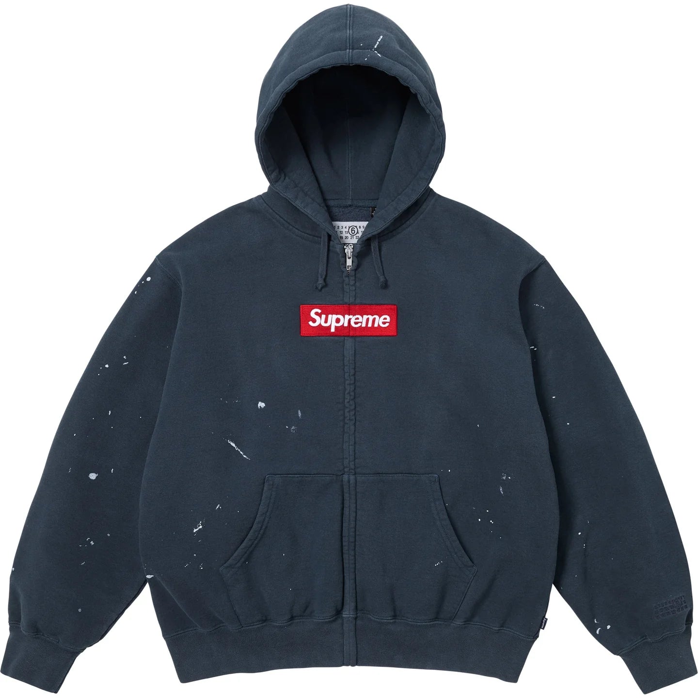 Supreme MM6 Maison Margiela Box Logo Zip Up Hooded Sweatshirt Navy