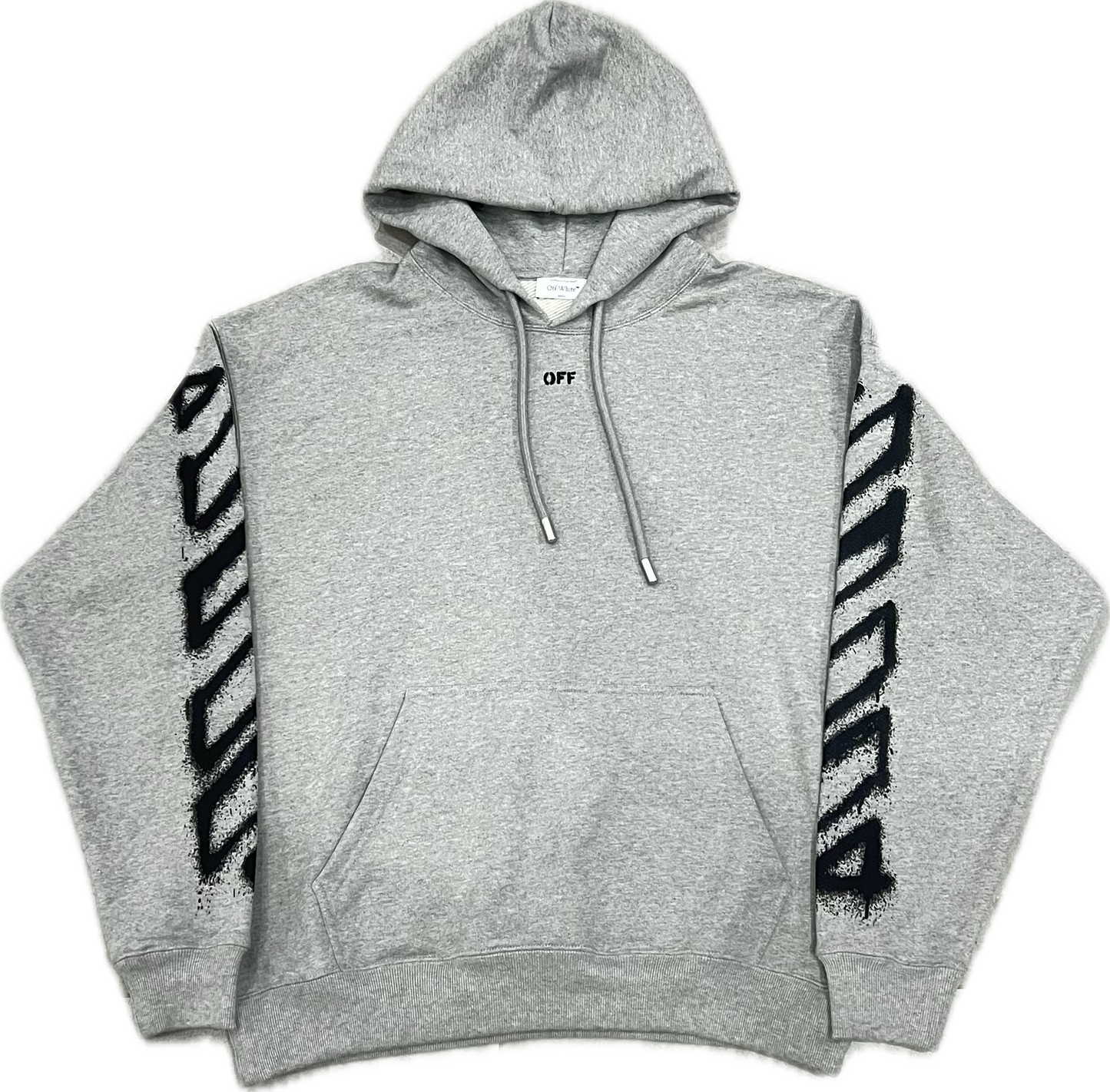 Off White Arrow Spray Hoodie Grey