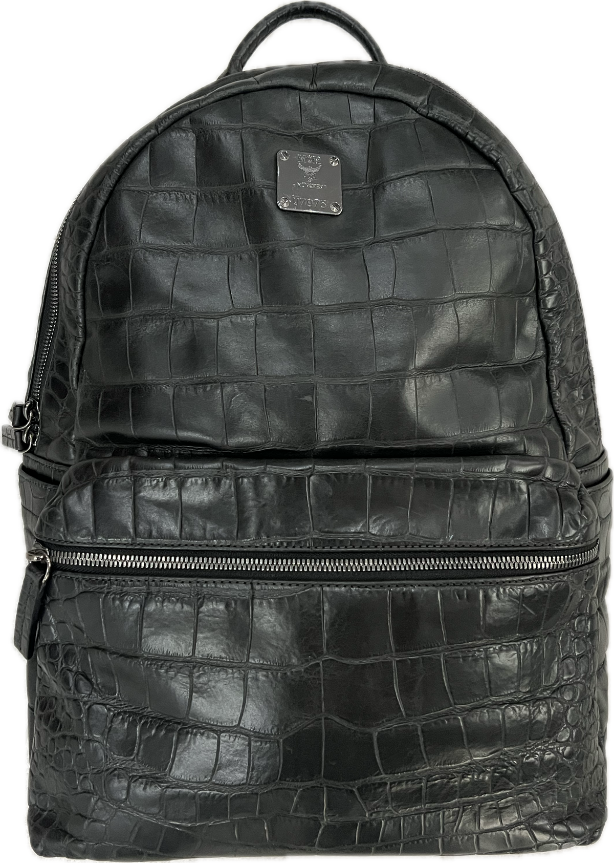MCM Large Crocodile Embossed Backpack Black