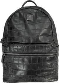 MCM Large Crocodile Embossed Backpack Black