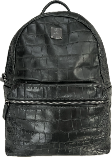 MCM Large Crocodile Embossed Backpack Black