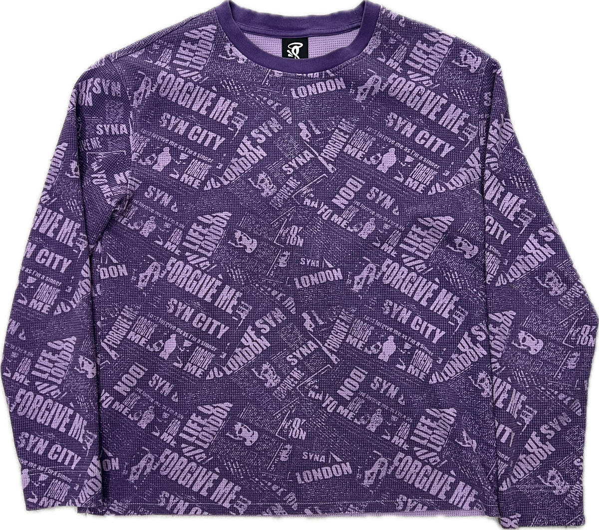 Syna World Newspaper Waffle LS Crewneck Tee Purple