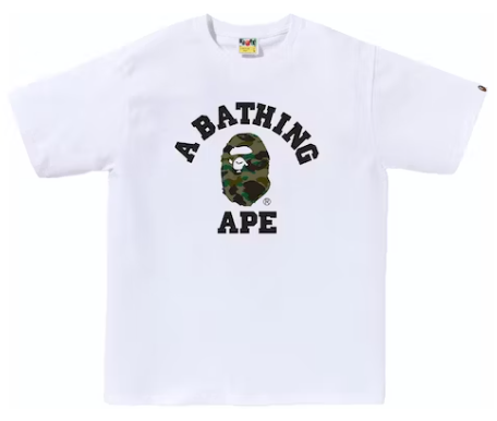 BAPE 1st Camo College Tee White/Green