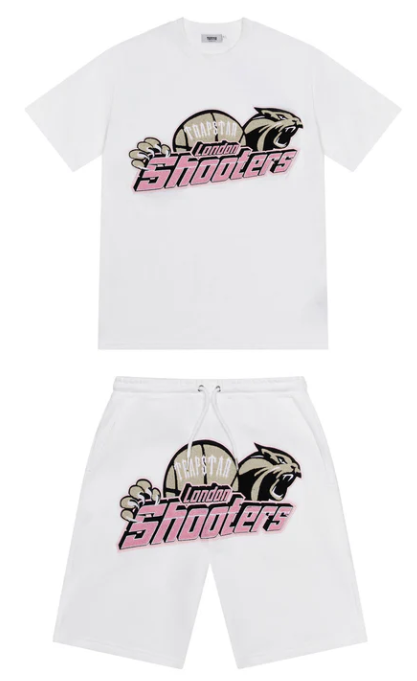 Trapstar Shooters Chenille Short Set - White/Pink