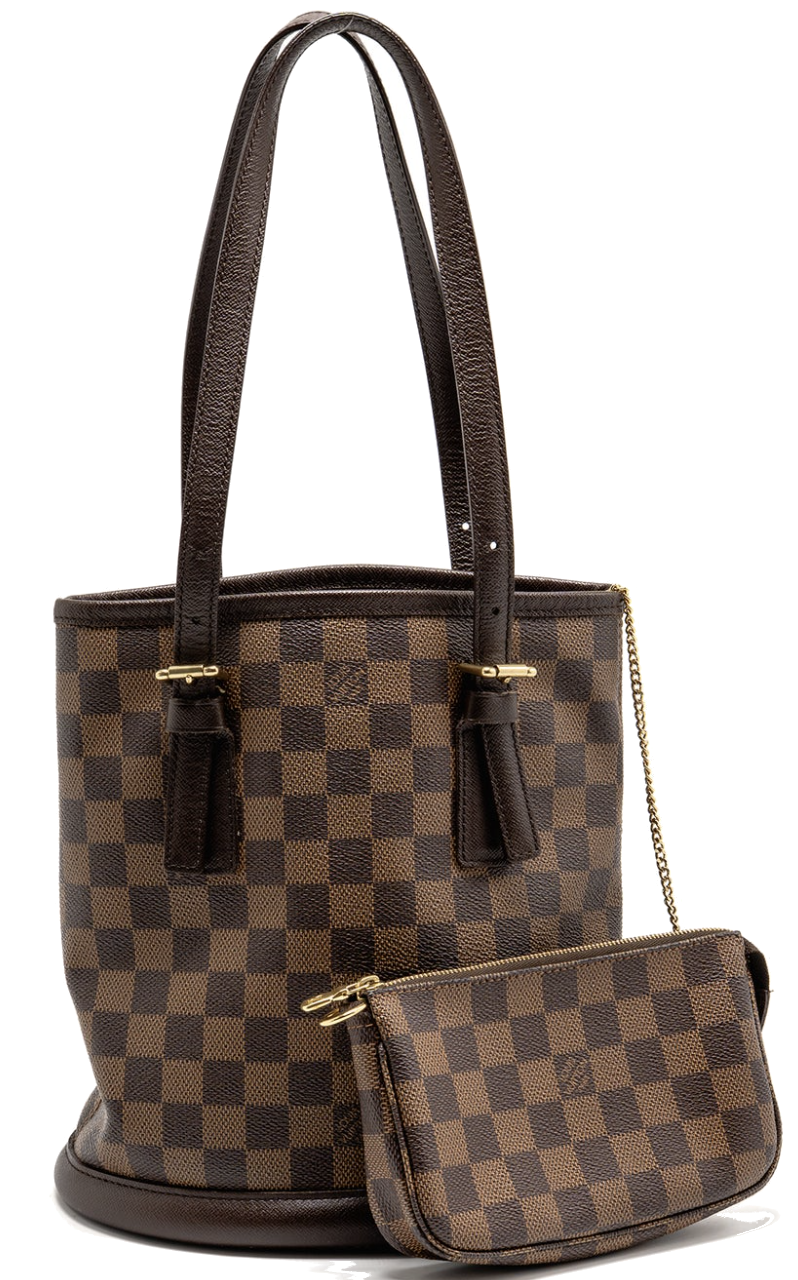 Louis Vuitton Marais Bucket Bag Damier Ebene Gold Hardware