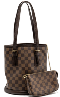 Louis Vuitton Marais Bucket Bag Damier Ebene Gold Hardware