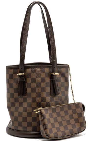 Louis Vuitton Marais Bucket Bag Damier Ebene Gold Hardware