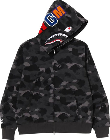 A Bathing Ape Color Camo Shark Full Zip Hoodie Black