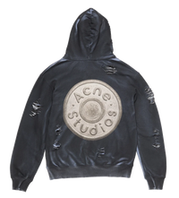 Acne Studios Distressed Logo Zip Hoodie Black