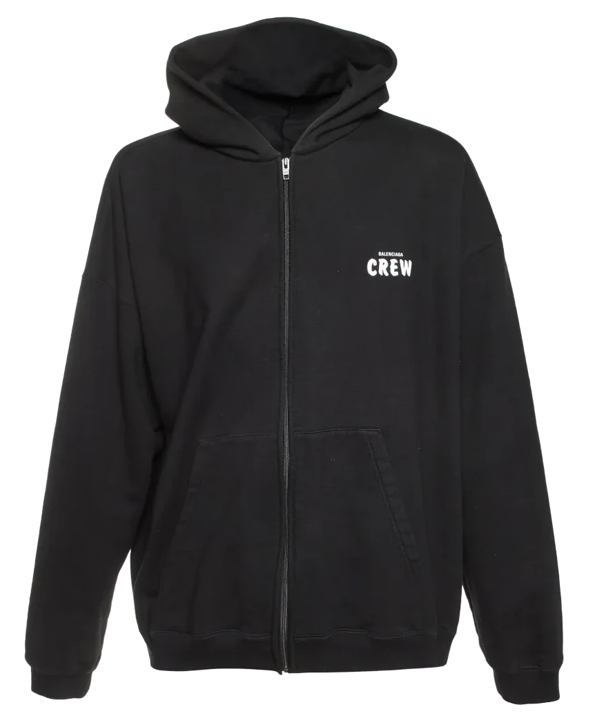 Balenciaga Crew Zip Hoodie Black