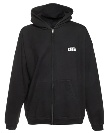 Balenciaga Crew Zip Hoodie Black