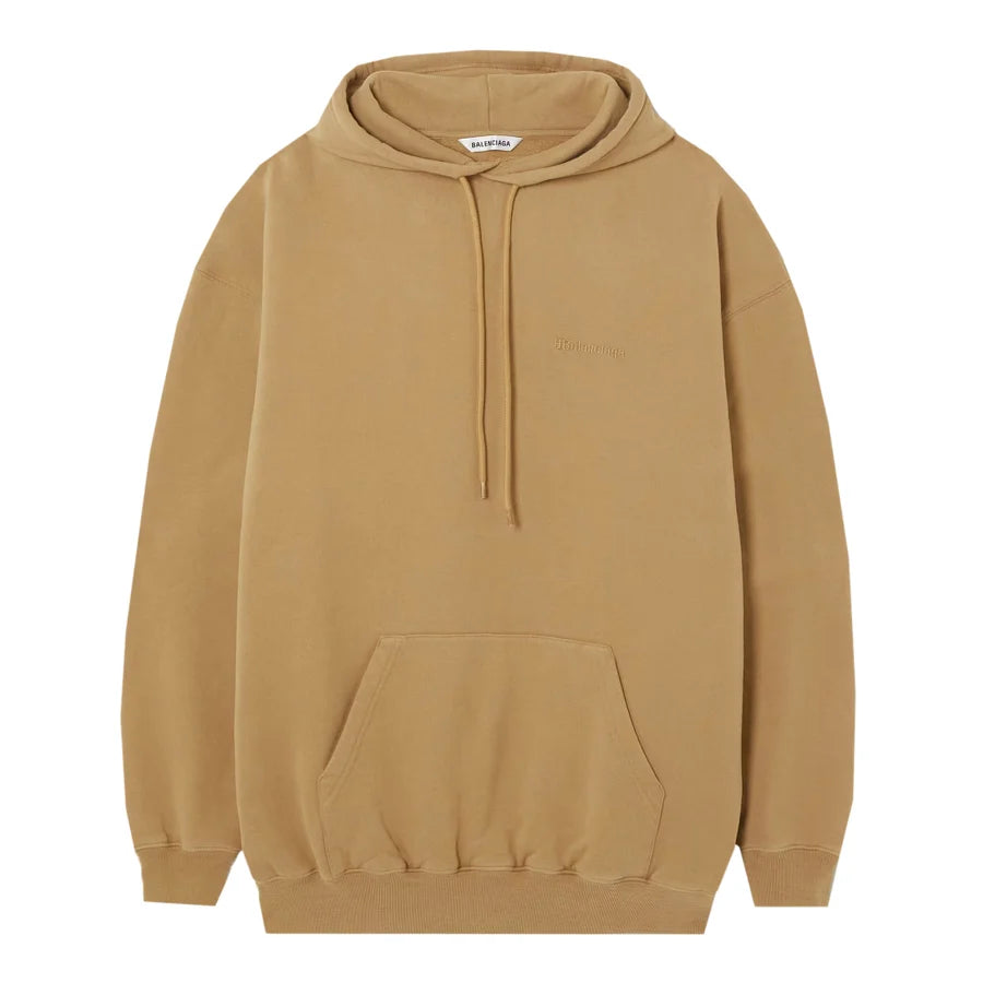 Balenciaga Embroidered Logo Hoodie Brown