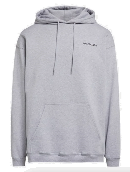 Balenciaga Print Logo Hoodie Grey