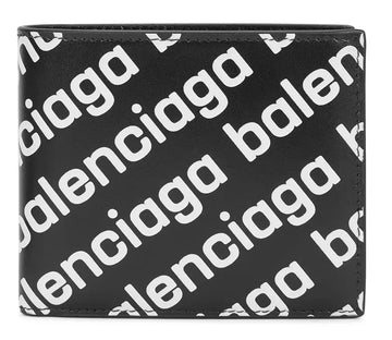Balenciaga Logo Print Leather Wallet