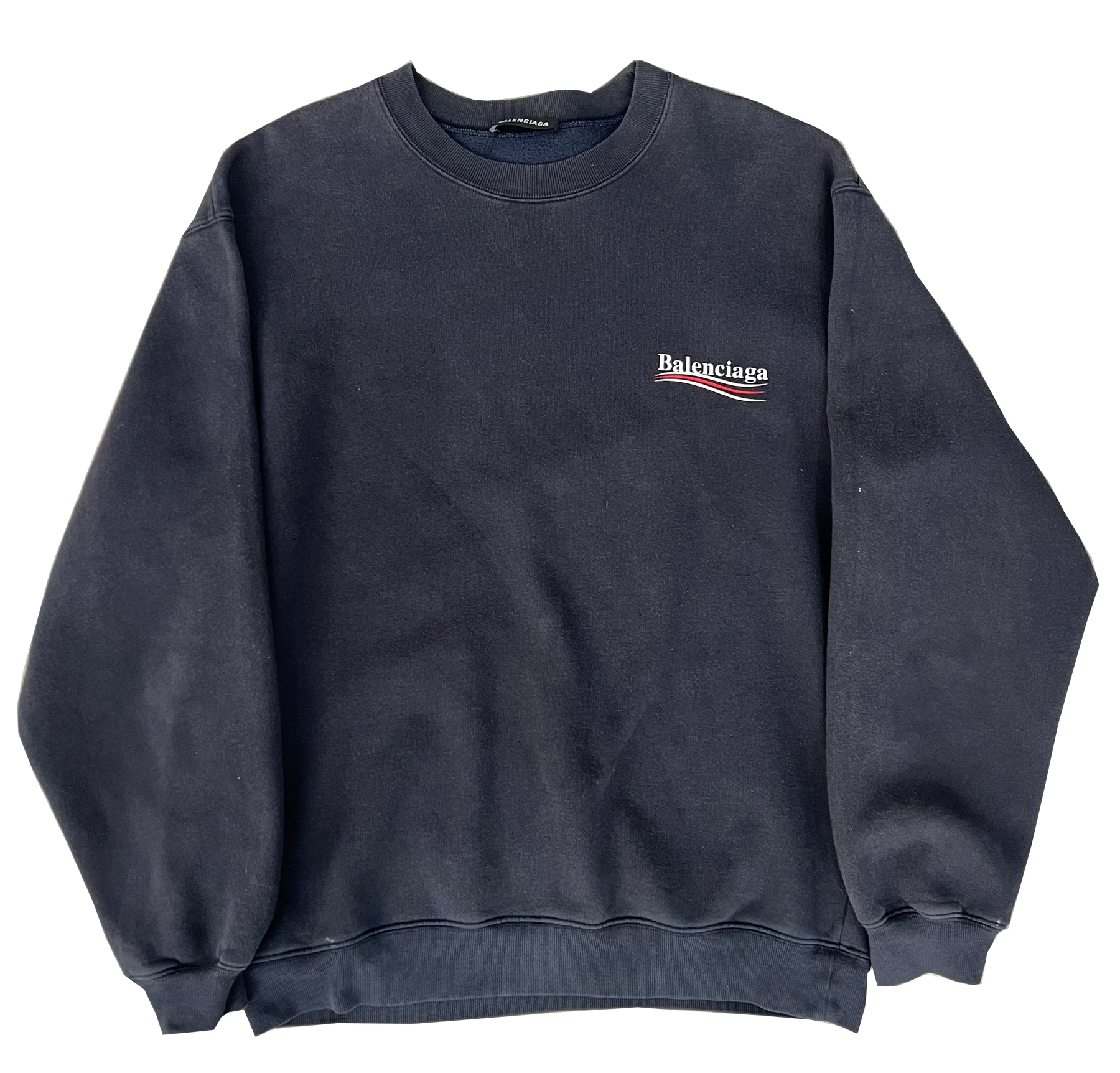 Balenciaga Political Campaign Logo Crewneck Navy