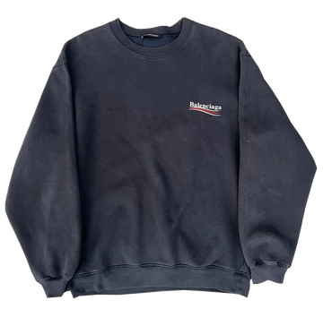 Balenciaga Political Campaign Logo Crewneck Navy