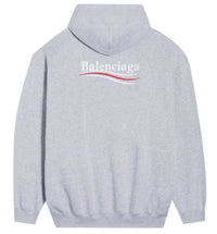 Balenciaga Political Campaign Embroidered Logo Hoodie Grey