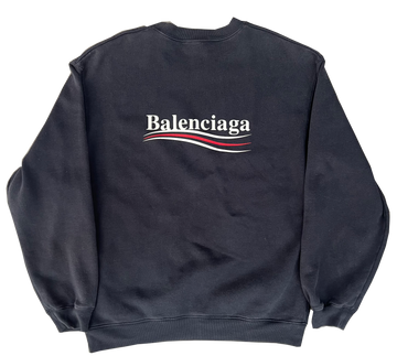 Balenciaga Political Campaign Logo Crewneck Navy