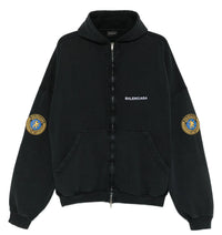 Balenciaga Uniform Patch Zip Hoodie Black