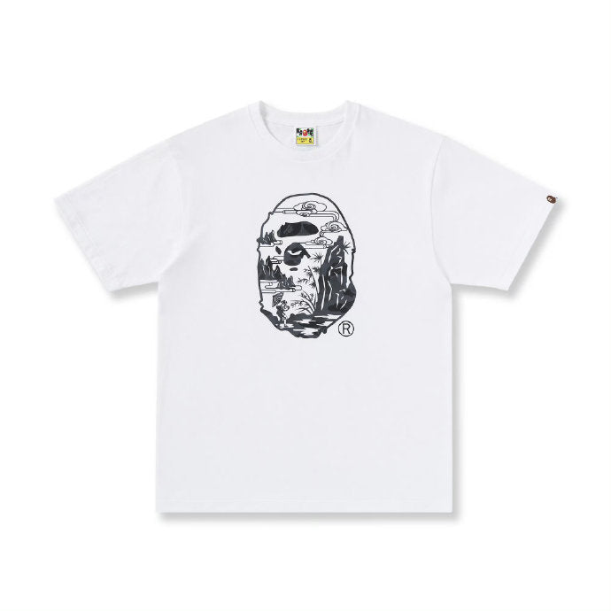 Bape Big Head Mountain Tee White