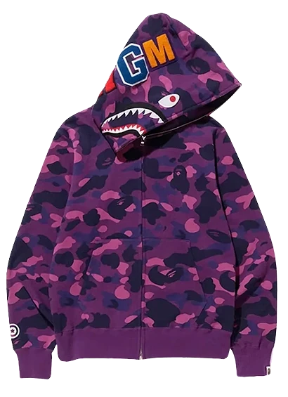 A Bathing Ape / Bape Color Camo Shark Full Zip Hoodie Purple