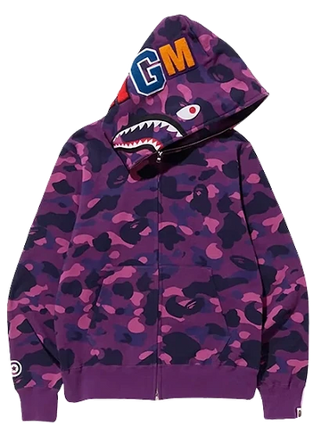 A Bathing Ape / Bape Color Camo Shark Full Zip Hoodie Purple