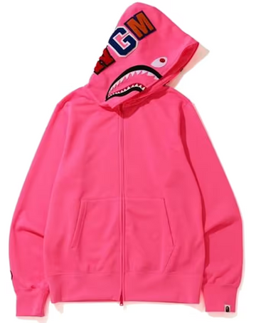 A Bathing Ape Neon Pink Shark Full Zip Hoodie