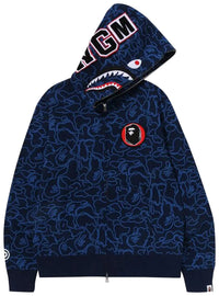 A Bathing Ape Navy 30th Anniversary Line Camo Shark Full Zip Hoodie