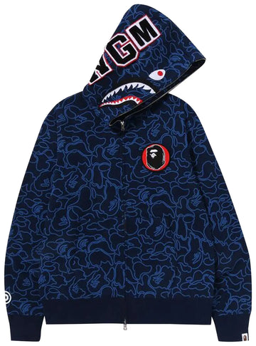 A Bathing Ape Navy 30th Anniversary Line Camo Shark Full Zip Hoodie