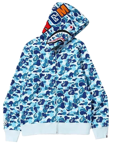 A Bathing Ape Baby Blue Camo Shark Full Zip Hoodie