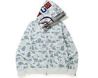 BAPE Space Camo Shark Full Zip Double Hoodie White