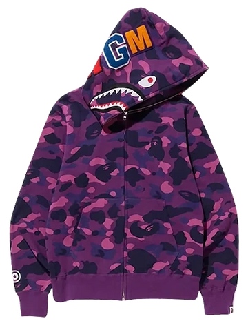 A Bathing Ape Purple Camo Shark Full Zip Hoodie