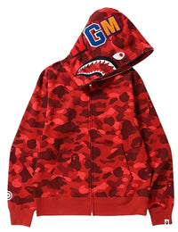 A Bathing Ape Red Camo Shark Full Zip Hoodie
