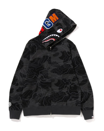 A Bathing Ape Layered Line Camo Shark Full Zip Hoodie