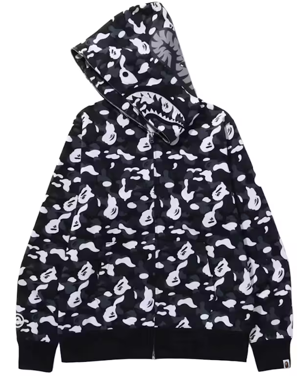 A Bathing Ape / Bape x DSM Black Camo Shark Full Zip Hoodie