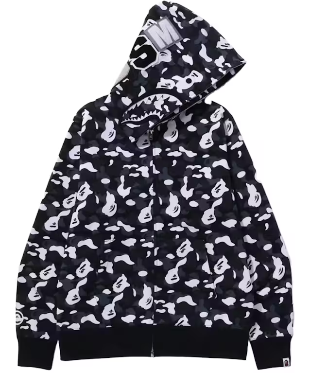 A Bathing Ape / Bape x DSM Black Camo Shark Full Zip Hoodie